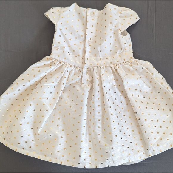 Carter's Baby Girls Bow Holiday Dress Cream Gold 9M - Picture 4 of 8